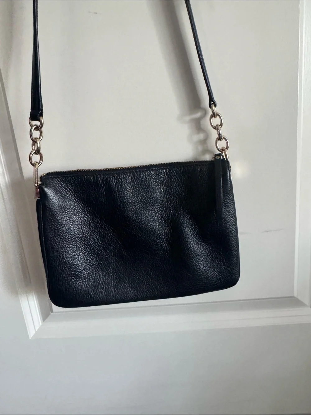 kate spade Black Pebble Leather Crossbody with Gold Hardware